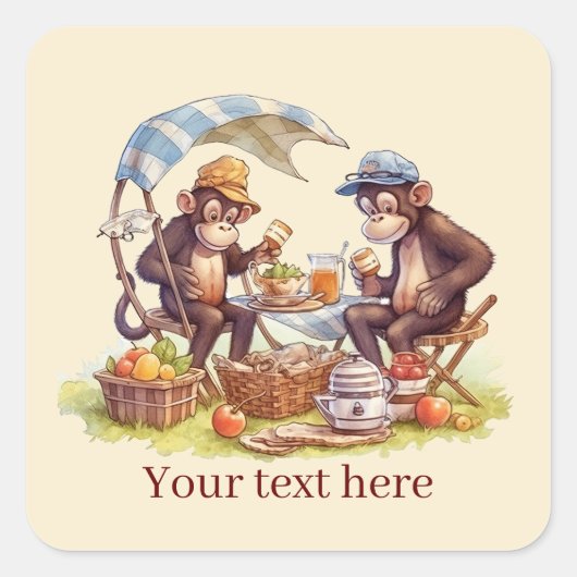 Cooles Picknick, Textmonkey Quadratischer Aufkleber (Vorderseite)