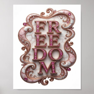 Cooles Pink FREEDOM Textdesign Poster