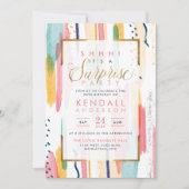 Cooles Pink Watercolor Memphis Chic Party Einladung (Vorderseite)