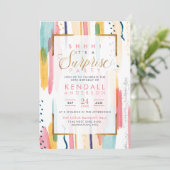 Cooles Pink Watercolor Memphis Chic Party Einladung (Stehend Vorderseite)