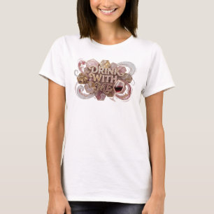 Cooles Pinkes TRINK MIT MIR Grafik T-Shirt