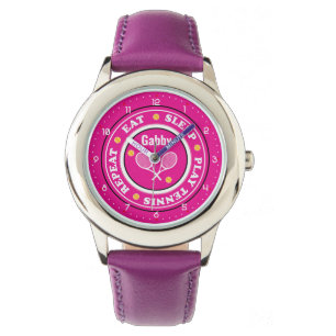 Cooles pinkfarbenes Tennismotto mit individuelle N Armbanduhr