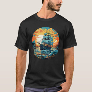 Cooles Piratenschiff auf See für Piratenliebhaber T-Shirt