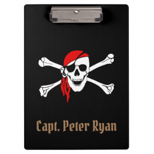 Cooles Piratenzeichen personalisieren Klemmbrett