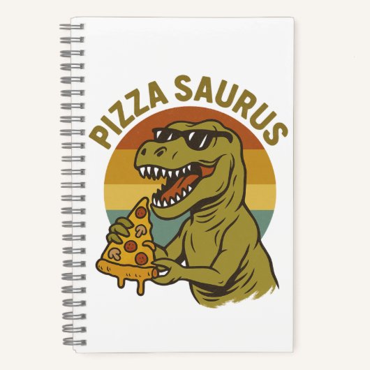 Cooles Pizza-Dino im Retro-Stil Notizblock (Vorderseite)