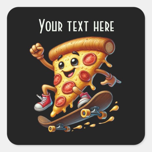 Cooles Pizza-Party Quadratischer Aufkleber (Vorderseite)