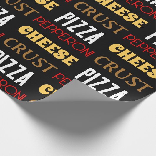 Cooles Pizza Pepperoni-Käsekrste-Textmuster Geschenkpapier (Ecke)