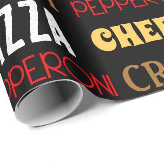 Cooles Pizza Pepperoni-Käsekrste-Textmuster Geschenkpapier (Rolleneckpunkt)