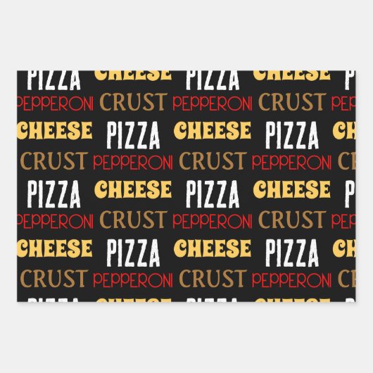 Cooles Pizza Pepperoni-Käsekrste-Textmuster Geschenkpapier Set (Vorderseite 2)