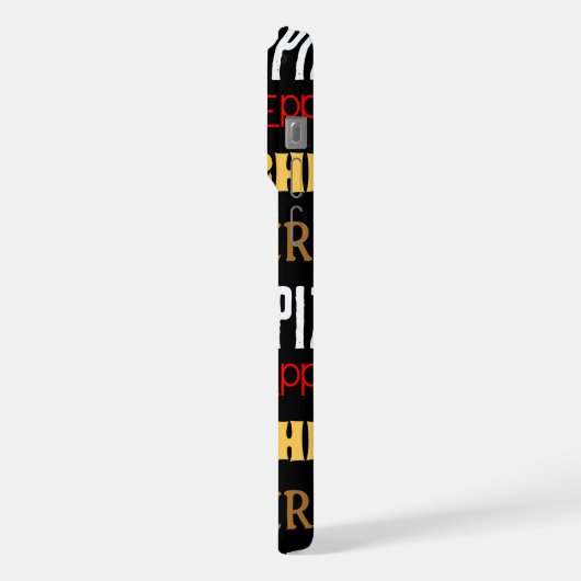 Cooles Pizza Pepperoni-Käsekrste-Textmuster iPhone Hülle (Linke Seite)