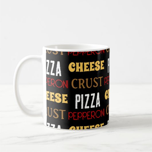 Cooles Pizza Pepperoni-Käsekrste-Textmuster Kaffeetasse (Links)
