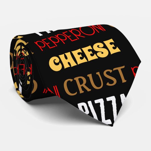 Cooles Pizza Pepperoni-Käsekrste-Textmuster Krawatte (Gerollt)