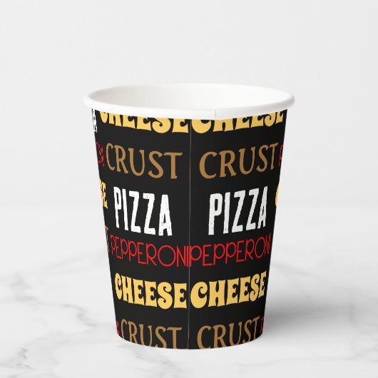 Cooles Pizza Pepperoni-Käsekrste-Textmuster Pappbecher (Rechts)