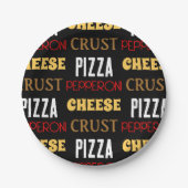 Cooles Pizza Pepperoni-Käsekrste-Textmuster Pappteller (Vorderseite)