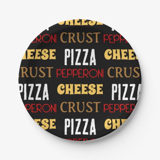Cooles Pizza Pepperoni-Käsekrste-Textmuster Pappteller (Vorderseite)