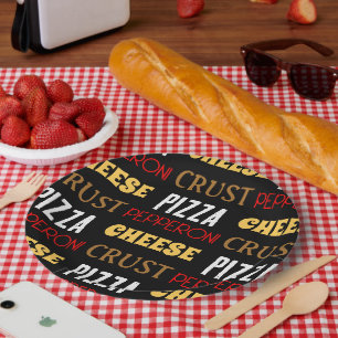 Cooles Pizza Pepperoni-Käsekrste-Textmuster Pappteller