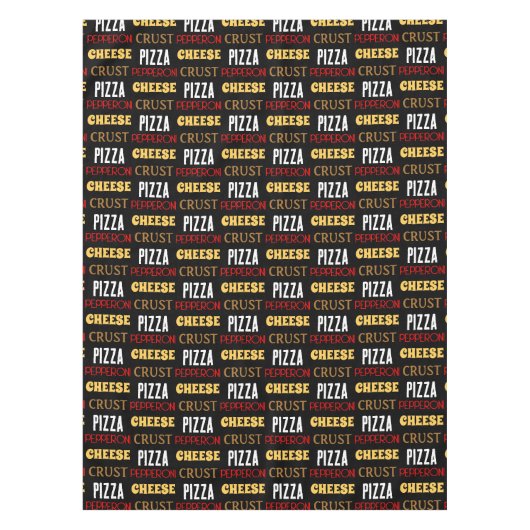 Cooles Pizza Pepperoni-Käsekrste-Textmuster Tischdecke (Vorderseite)