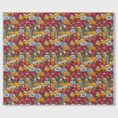 cooles Pizzagekacheltes Party Geschenkpapier (Flach)