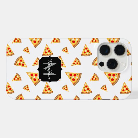 Cooles Pizzaschnittmuster für Monogramm iPhone Hülle (Rückseite (Horizontal))