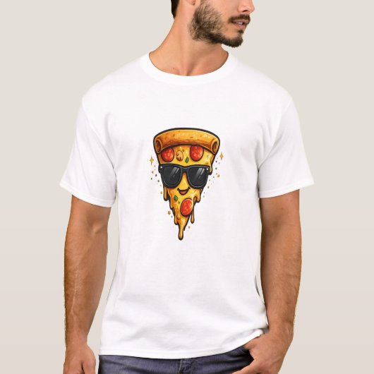 Cooles Pizzastück mit Sonnenbrille T-Shirt (Vorderseite)