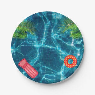 Cooles Pool-Party Baden von Geburtstagspapieren Pappteller
