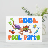 Cooles Pool-Party Einladung (Stehend Vorderseite)