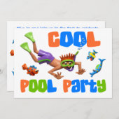 Cooles Pool-Party Einladung (Vorne/Hinten)