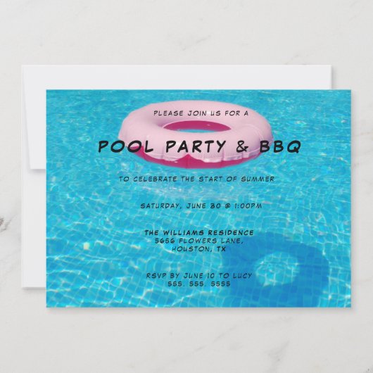 Cooles Pool-Party Einladung (Rückseite)