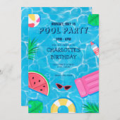 Cooles Pool-Party | Einladung zum Geburtstag (Vorne/Hinten)