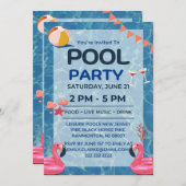 Cooles Pool-Party | Einladung zum Geburtstag (Vorne/Hinten)