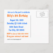 Cooles Pool-Party Einladungspostkarte (Rückseite)