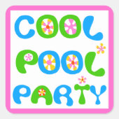 Cooles Pool-Party Quadratischer Aufkleber (Vorderseite)
