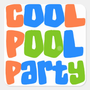 Cooles Pool-Party Quadratischer Aufkleber