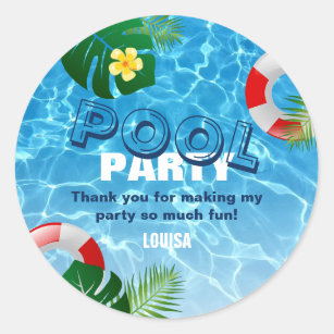 Cooles Pool Party Vielen Dank zum Geburtstag Runder Aufkleber