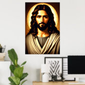 Cooles Portrait Jesu Christi | AI Art Poster (Heimbüro)