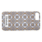 Cooles Portugiesisches Azulejo Blau personalisiert Case-Mate iPhone Hülle (Rückseite (Horizontal))