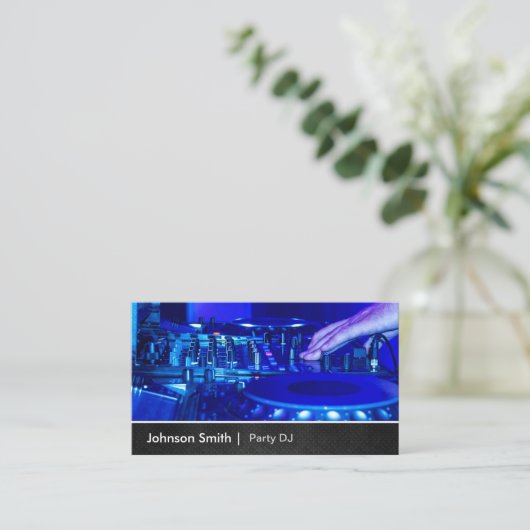 Cooles Premiummetall - Turntable Scratching Music Visitenkarte (Stehend Vorderseite)