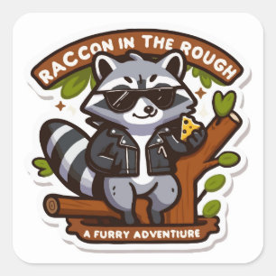Cooles Raccoon im Husten Quadratischer Aufkleber
