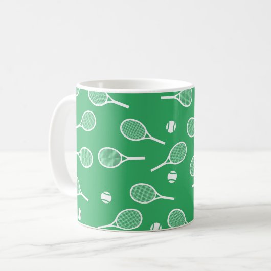 Cooles Racing Racquets Muster Grün Kaffeetasse (Vorderseite Links)