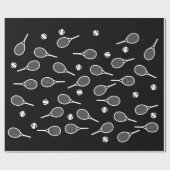 Cooles Racing Racquets Pattern Schwarz Geschenkpapier (Flach)