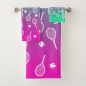 Cooles Racquets-Muster im Retro-Tennis Badhandtuch Set (Insitu)