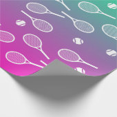 Cooles Racquets-Muster im Retro-Tennis Geschenkpapier (Ecke)