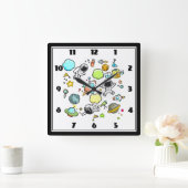 Cooles Raumfahrtmuster Quadratische Wanduhr (Zuhause)