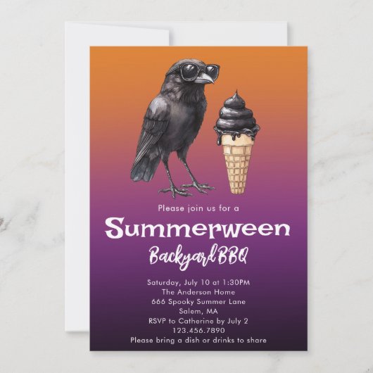 Cooles Raven Black Ice Creme Sommerliches Party Einladung (Vorderseite)