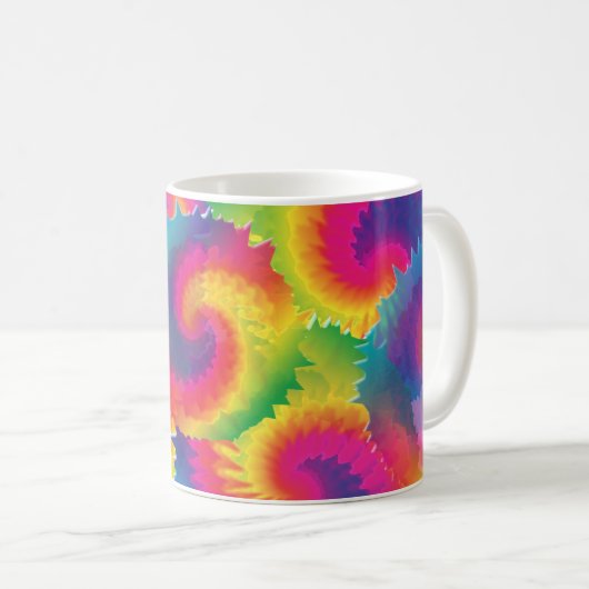 Cooles Regenbogen-Gefärbte Krawatte-Muster Kaffeetasse (VorderseiteRechts)