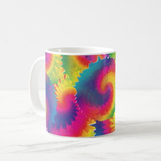 Cooles Regenbogen-Gefärbte Krawatte-Muster Kaffeetasse (Vorderseite Links)
