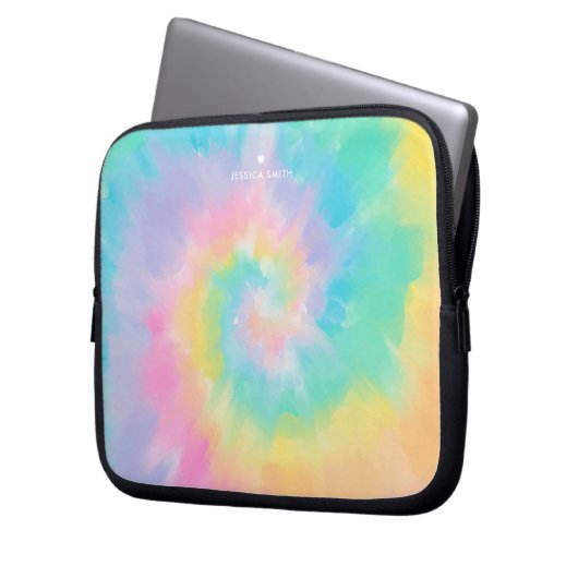 Cooles Regenbogen-Gefärbte Krawatte Muster Mit Mon Laptopschutzhülle (Vorderseite Links)