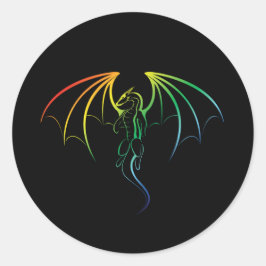 Cooles Regenbogen-Mythisches DrachenEmblem Runder Aufkleber