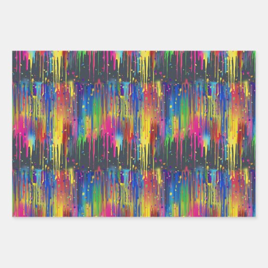 Cooles Regenbogen-Party Paint-Tropfen Wiederholung Geschenkpapier Set (Vorderseite 3)