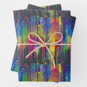 Cooles Regenbogen-Party Paint-Tropfen Wiederholung Geschenkpapier Set (Beispiel)
